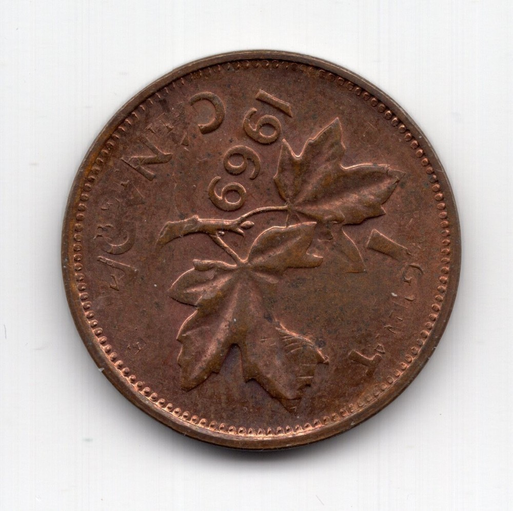 1969 Canada 1 Cent Flip Strike Error Coin