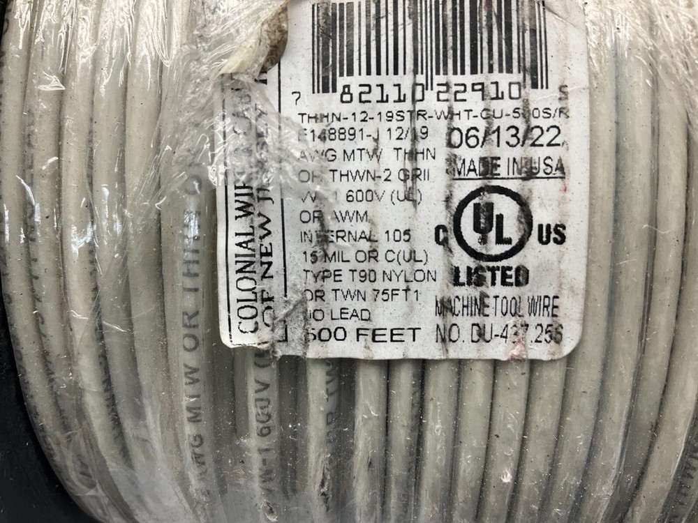 Colonial Wire & Cable Machine Tool Wire White P