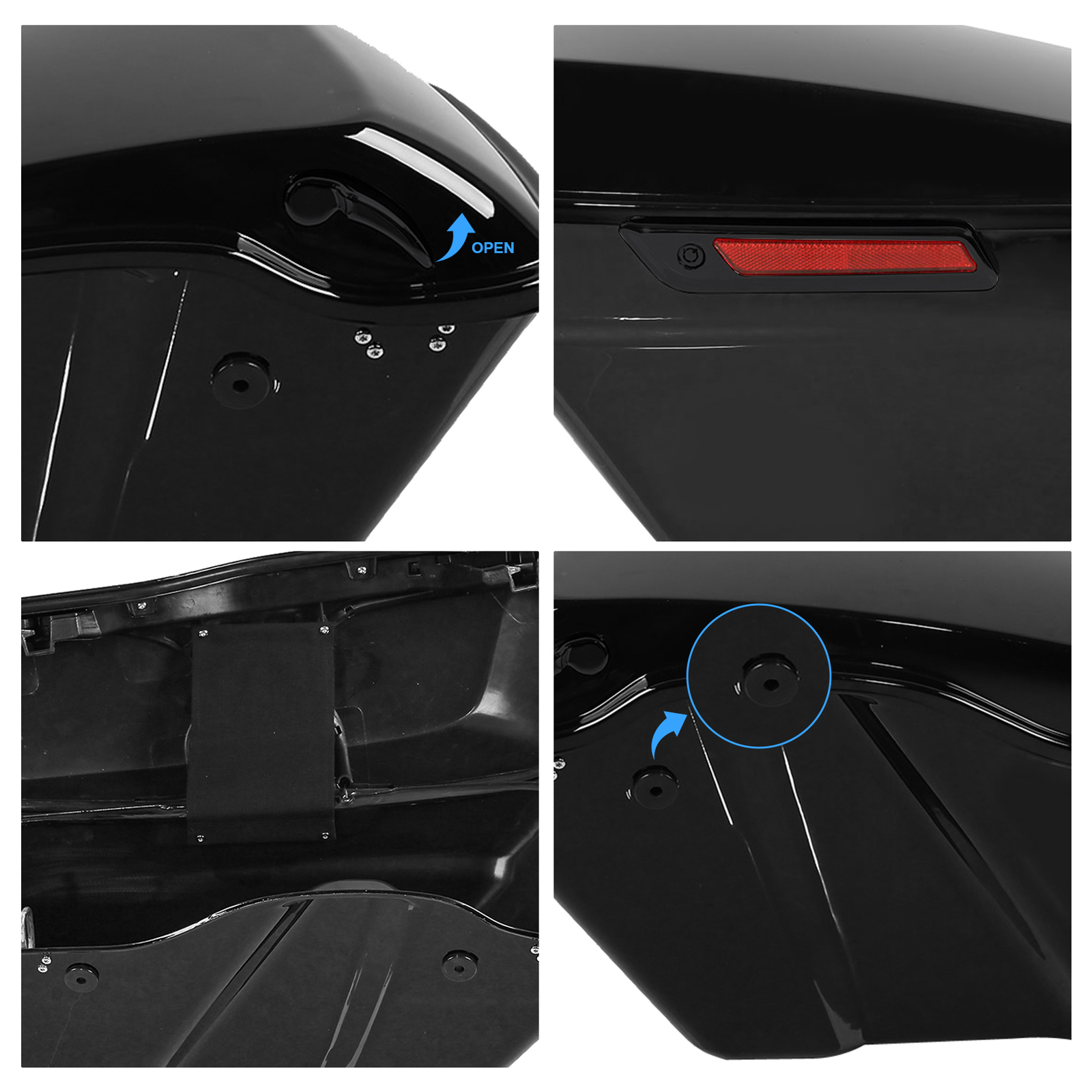 Hard Saddlebags Saddle Bags W/ Black Conversion Brackets Fit For Harley Softail