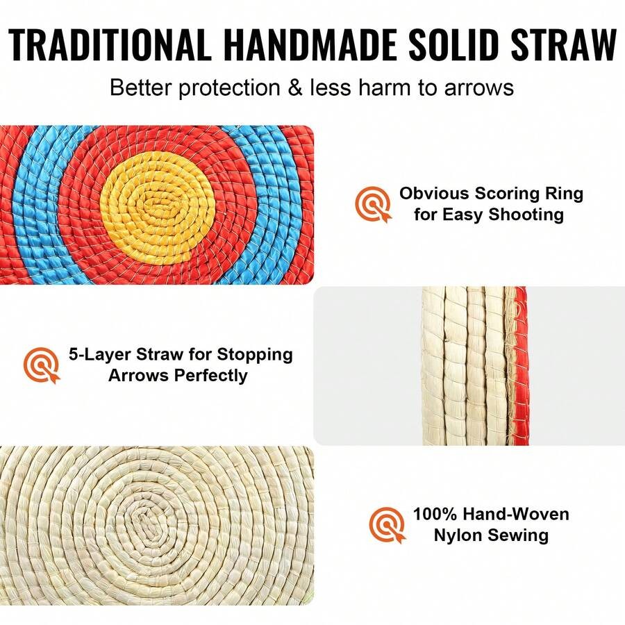 A 5-layer 20-inch target, a traditional solid straw round archery target.