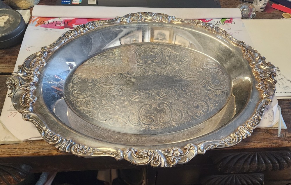 Wallace Baroque Silverplate Serving Tray #273 Oval