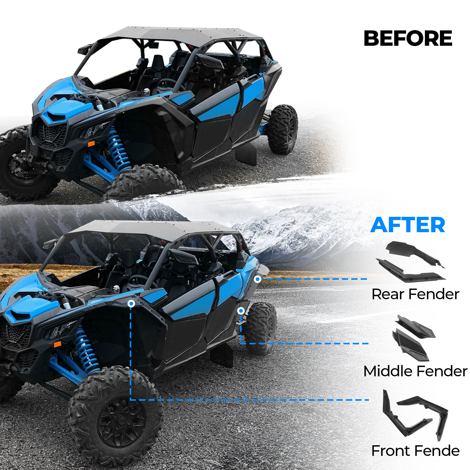 Extended Fender Flares Kit For Can Am Maverick X3/MAX Turbo R RR 2017-2024 2019