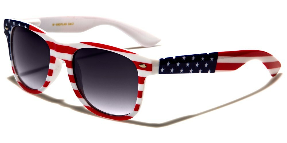 USA  Solid   White Frame /  with Stars and Stripes  Flag  SUNGLASSES