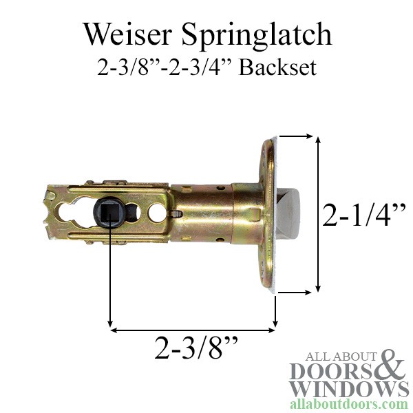 Weiser Lock Springlatch Adjustable Backset Square Face 1" x 2-1/4" Brass