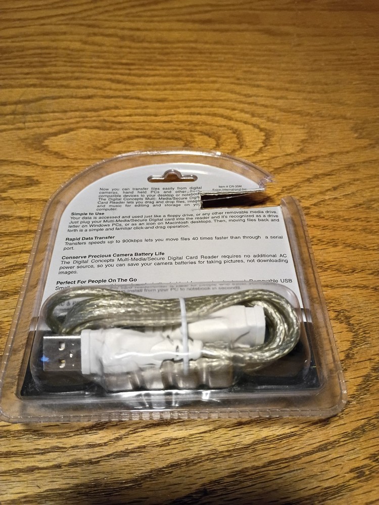 Secure Digital Camera Multi Media Card Reader/Writer with USB Cable New