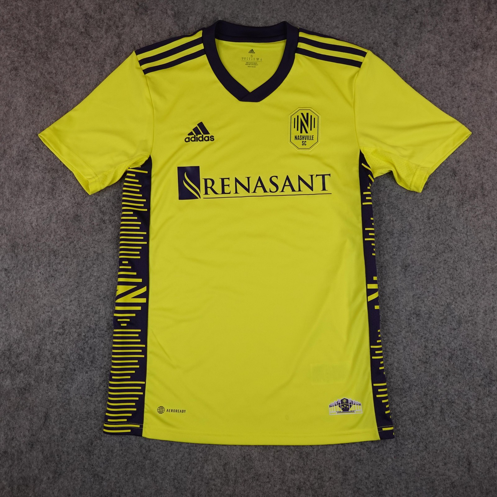 Nashville SC Jersey Mens Small Yellow MLS Soccer Adidas AEROREADY Renasant 2021