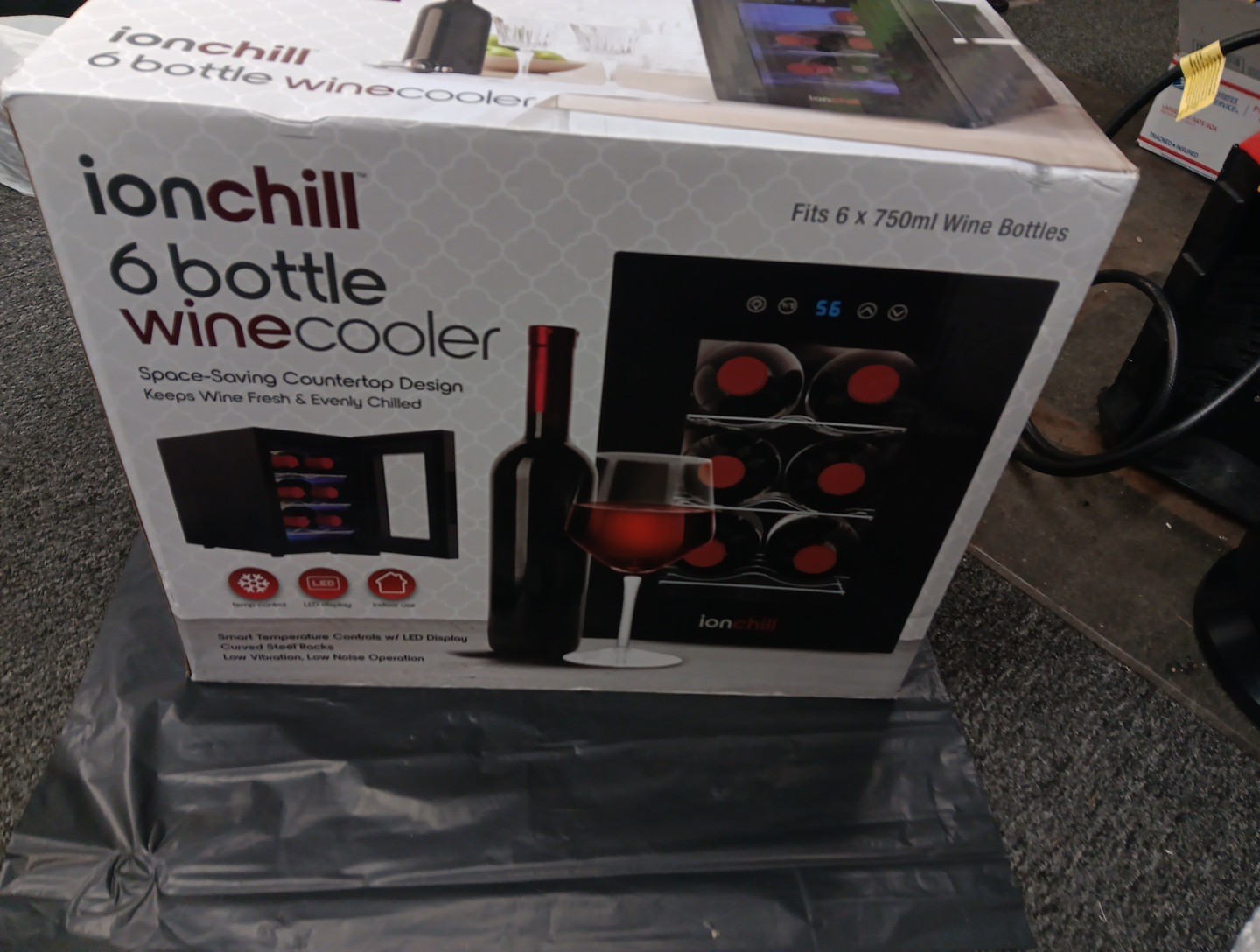 Ionchill 6 Bottle Wine Cooler Countertop Fridge Black LED Display 15lb Unit
