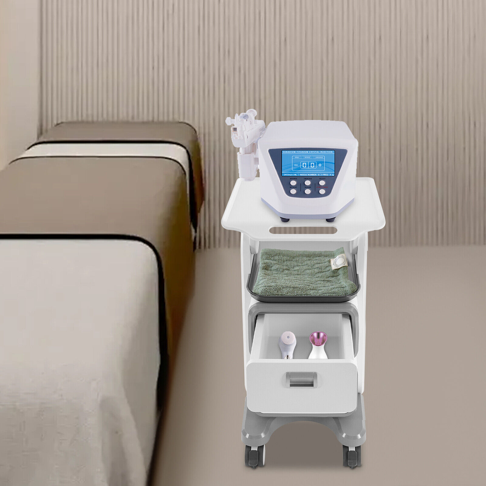 Dental Cabinet Mobile Cart 2 Drawers Stainless Steel Storage Cabinet with wheels