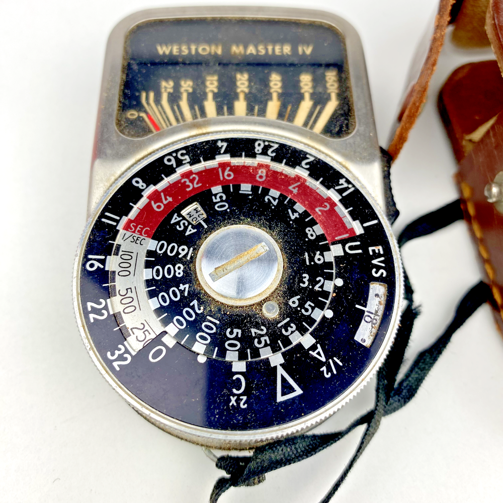 Weston Master Meter Camera Universal Light Exposure 745 Leather Case Strap VTG