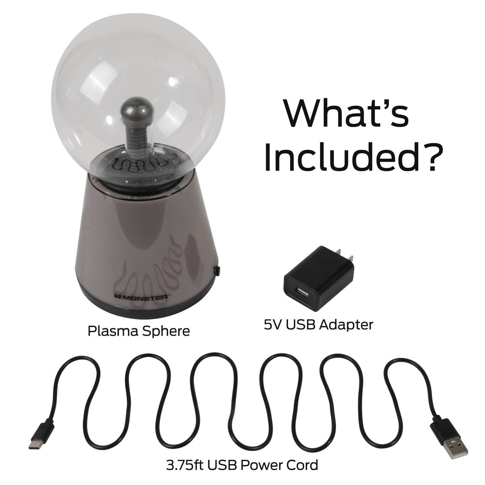 Monster Plasma Sphere,Interactive Electrostatic Plasma Globe Lamp with LED Color