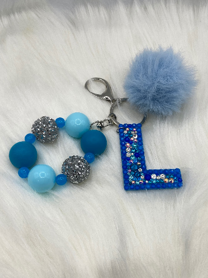 Monogram Letter Bubble Gum Bead Keychains