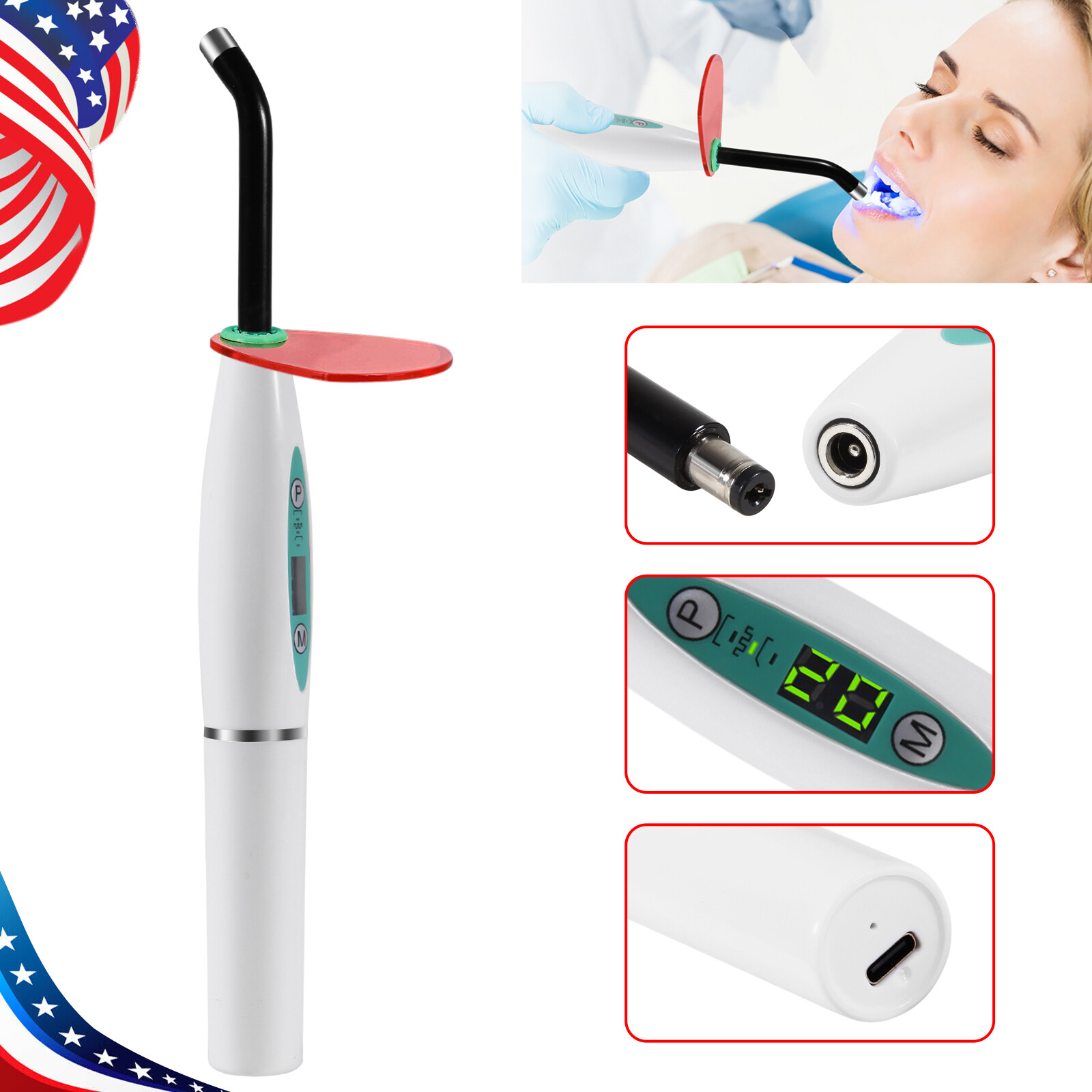 Dental LED Curing Light Lamp Wireless Cordless Resin Cure 5W 2000MW FDA