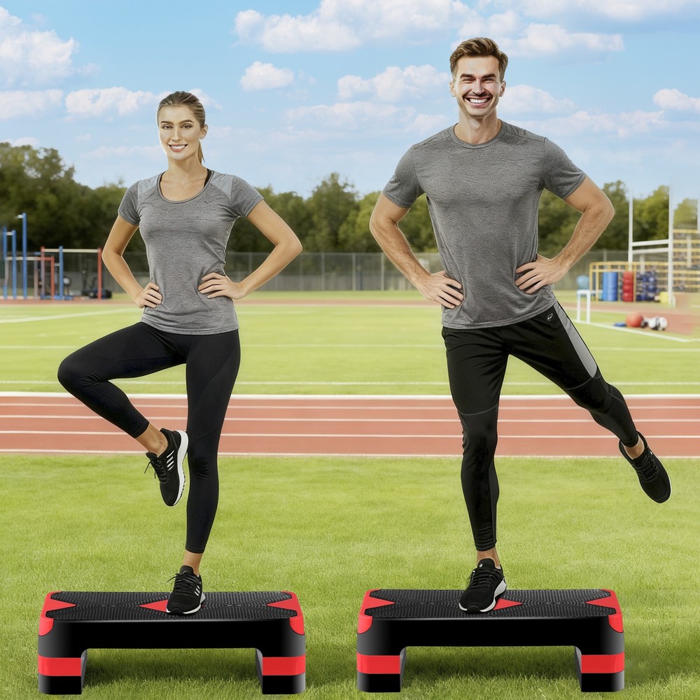 27" Aerobic SteperExercise Non-Slip Surface Platform Stepper Adjustable Red