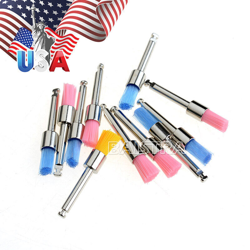 100Pcs/Box Dental Nylon Materials Closure Flat Polishing Prophylaxis Brushes