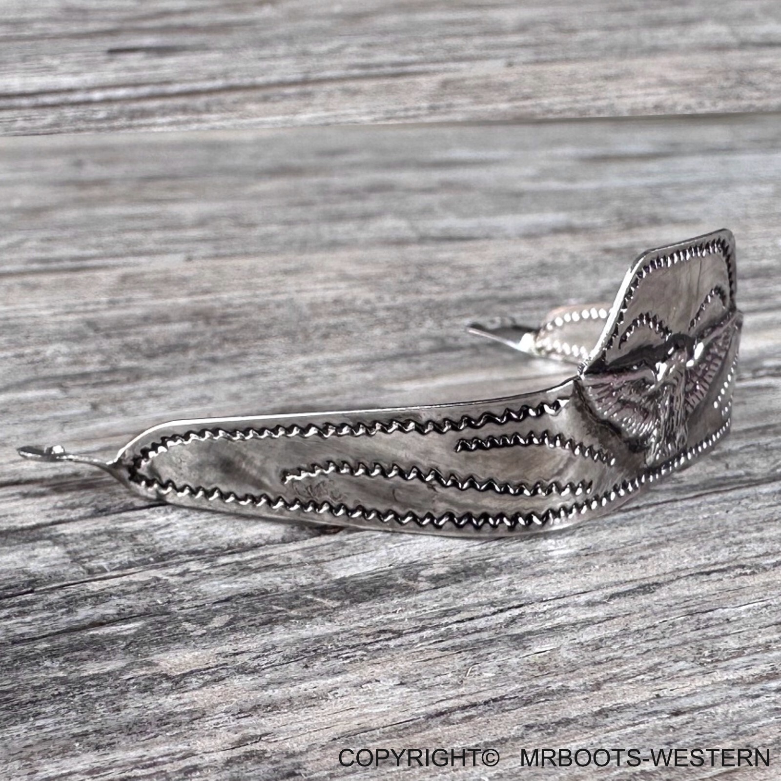 ALM-107TN-E Cowboy Boot Tip Square Toe Nickel & Black with Eagle