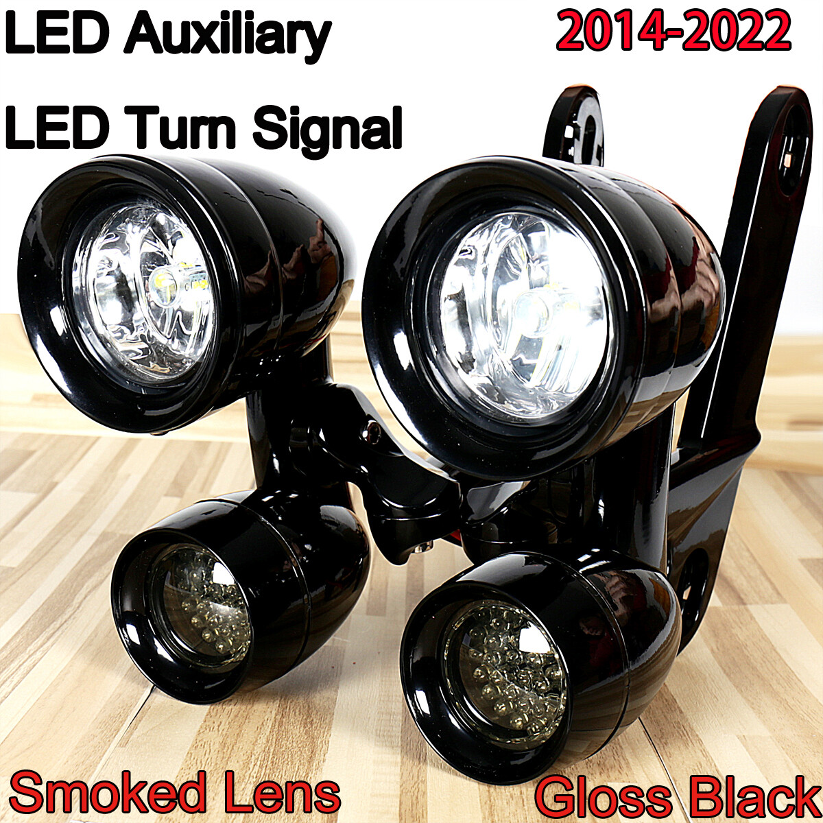 LED Black Fairing Mounted Driving Lights&Turn Signals For Harley FLHT 2014-2023