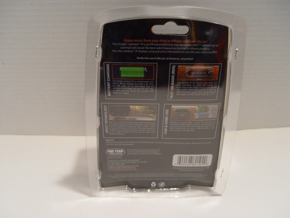 iSimple JamKast iP ISFM71 Wireless Digital FM/RDS Transmitter iPod USB Charger