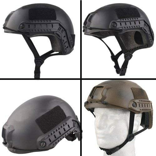 PJ Type Tactical Multifunctional Fast Helmet with Visor Goggles Version Black