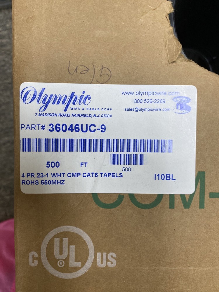 COMTRAN CAT6E 36046UC PLENUM WHITE CMP 4PR 23 AWG Solid 550MHz 400FT+