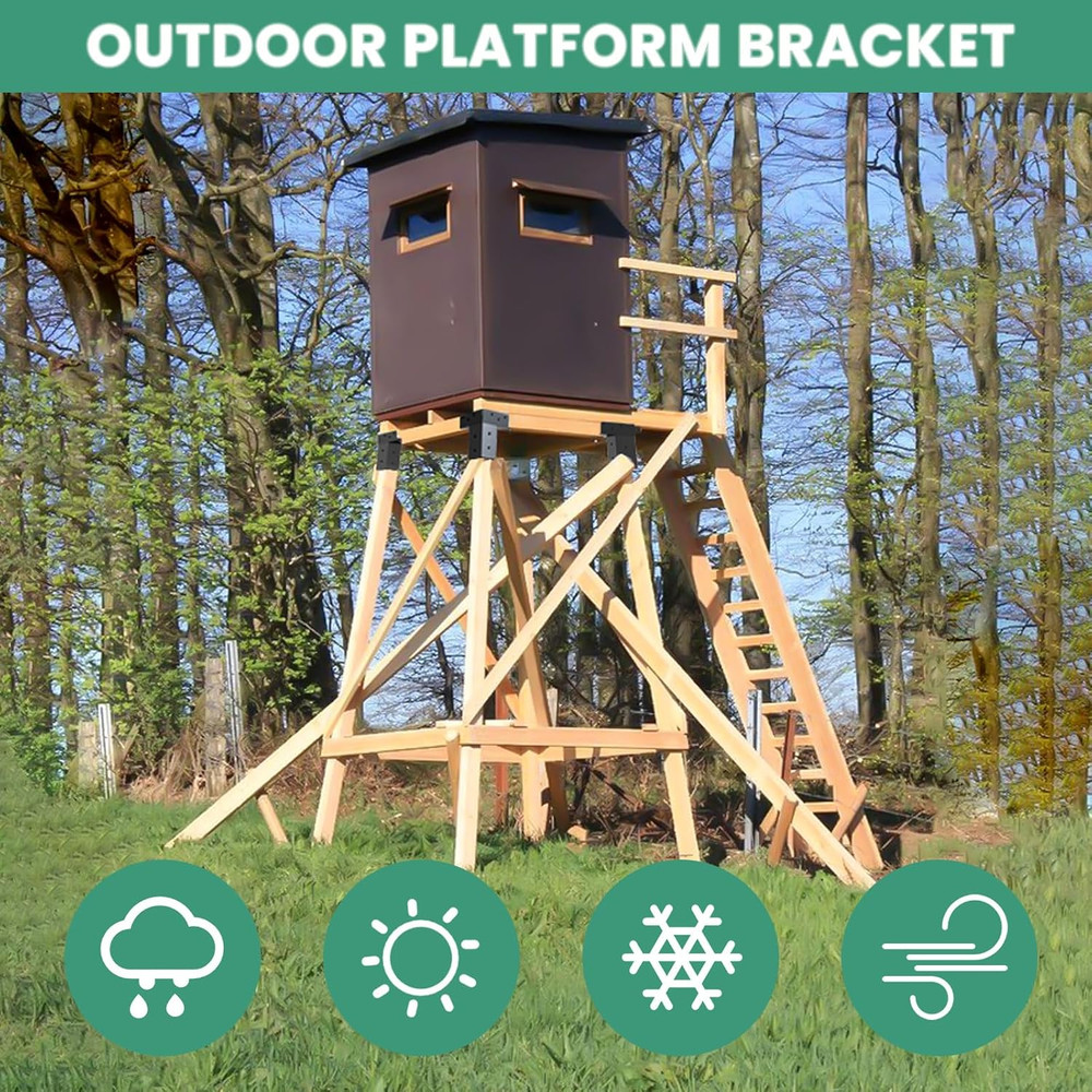 Deer Stand Brackets 4x4, Elevator Brackets 4Pcs, Deer Blind Brackets, for Outdo