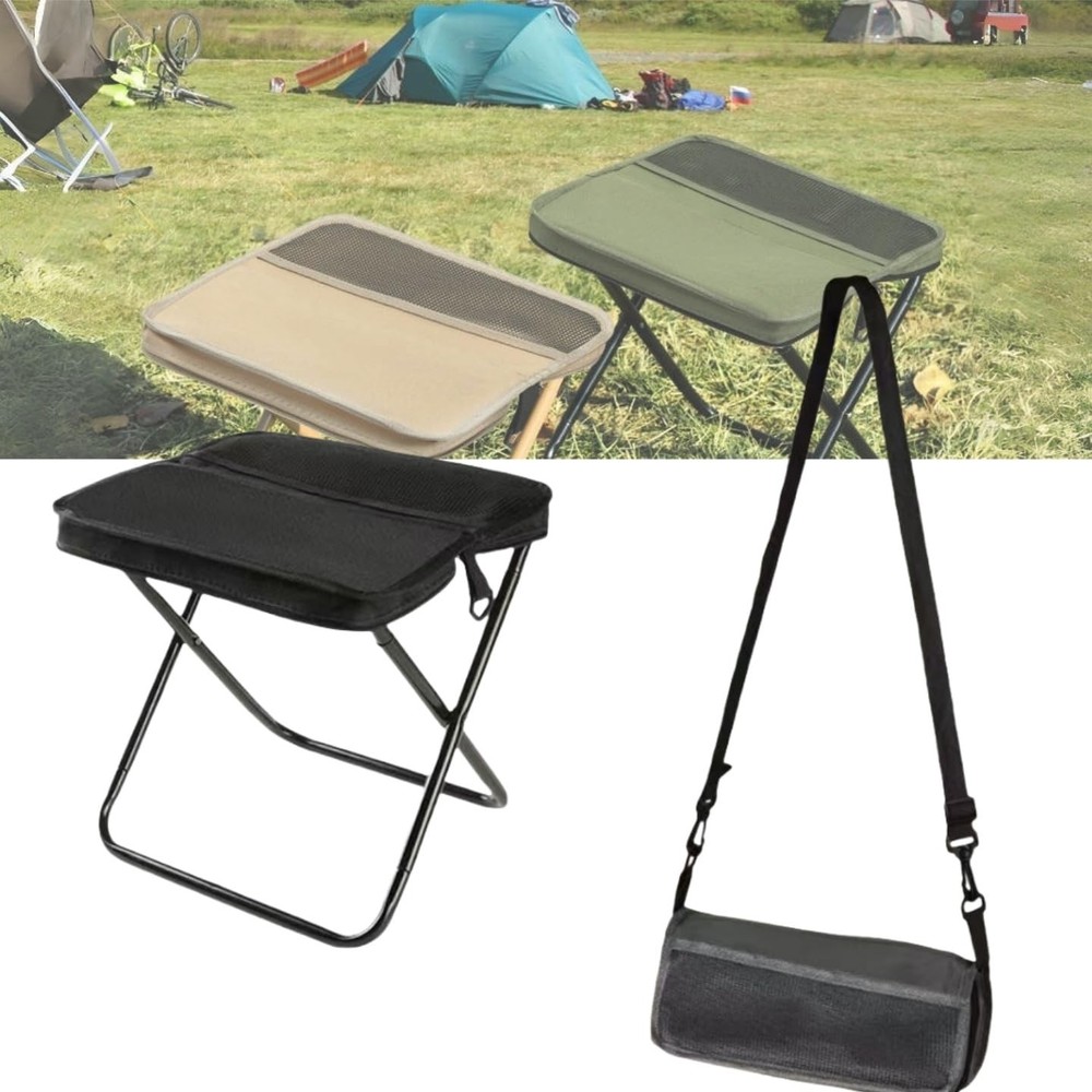 Portable Folding Camping Stool with Shoulder Strap, Suitable for Hiking, Fish...