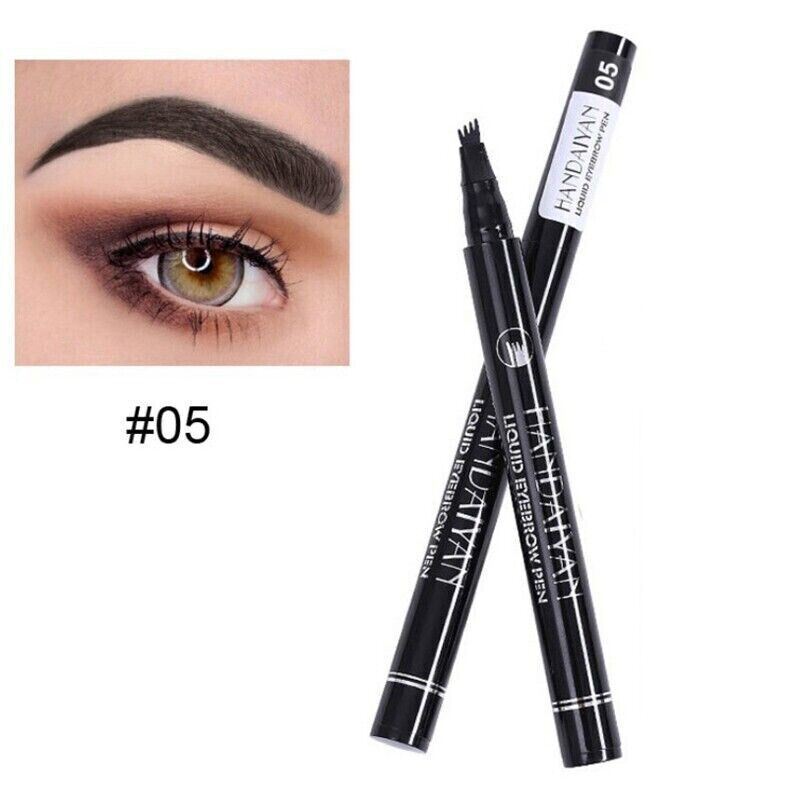 2 Pack Long-Lasting Liquid Tattoo Eyebrow Pens: 4 Tips, 3D Fork Microblading Ink