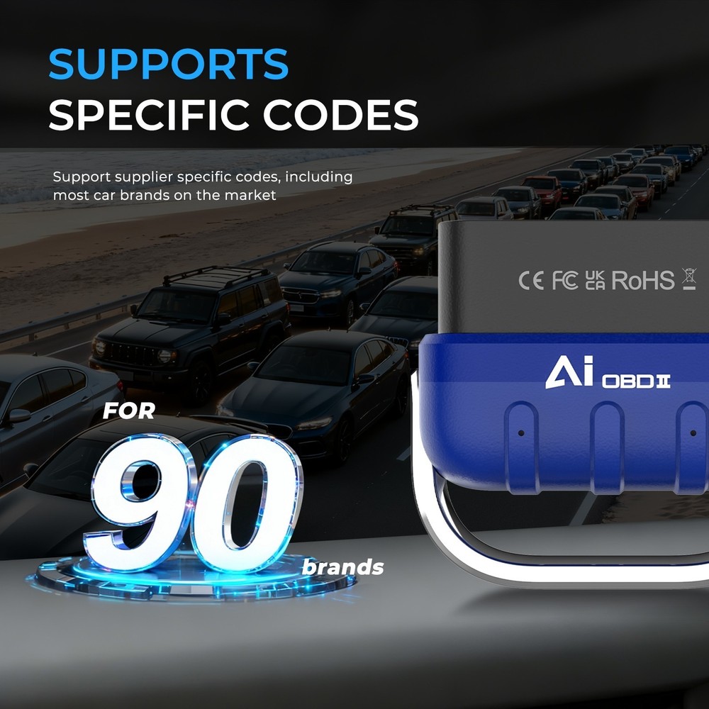 Diagnostic Scan Tool OBD2 Bluetooth with AI for iOS Android, Car Code Reader