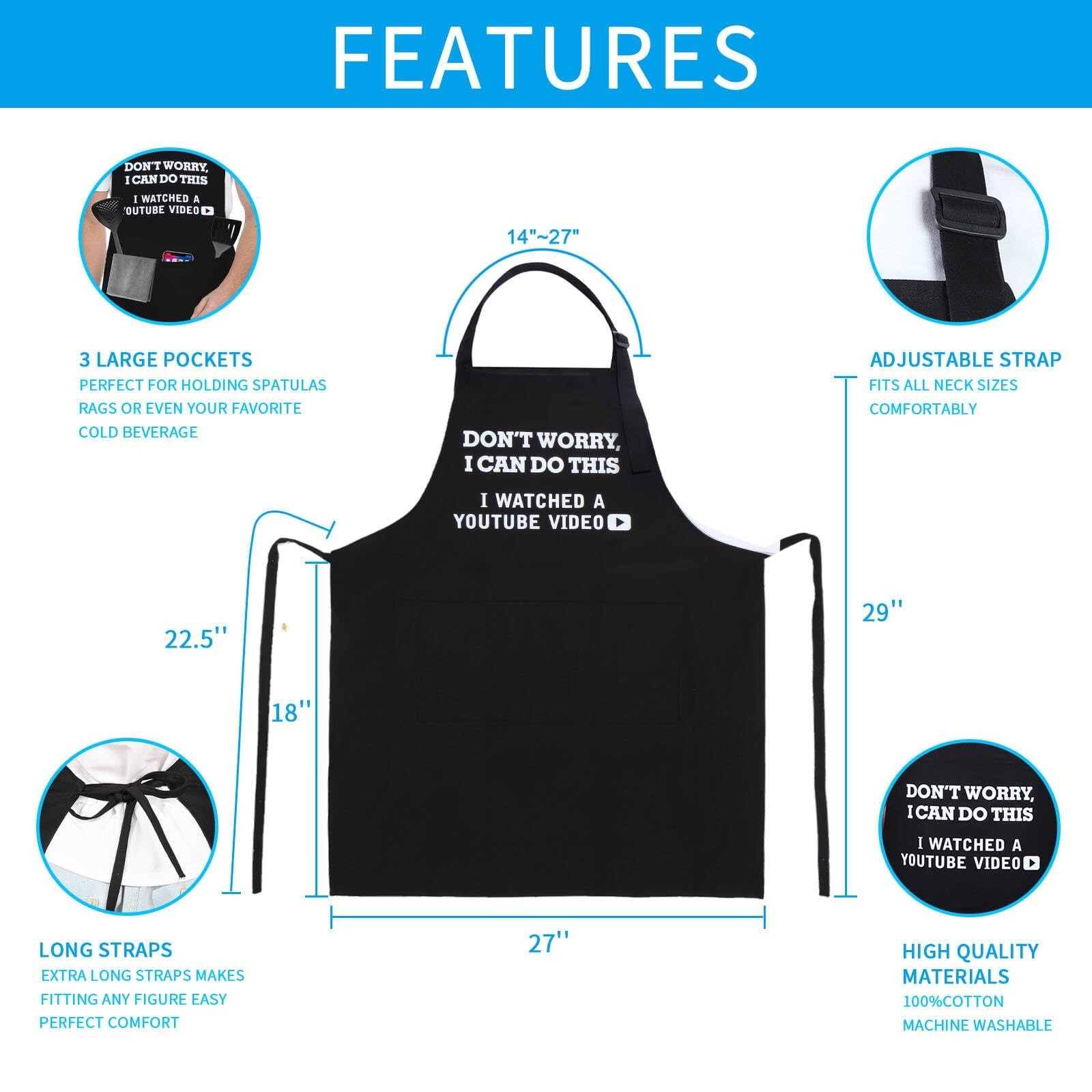 Funny Aprons for Men Customized Funny Gifts for Men, Cooking Grilling BBQ Che...