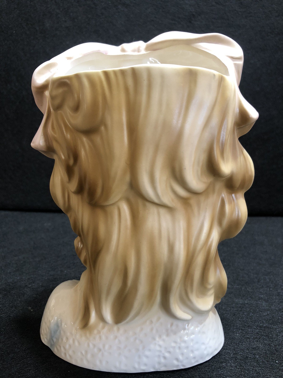 VINTAGE LADY HEAD VASE ENESCO “SMART GIRLS” Pink Bow 7” Pearl Earring MINT