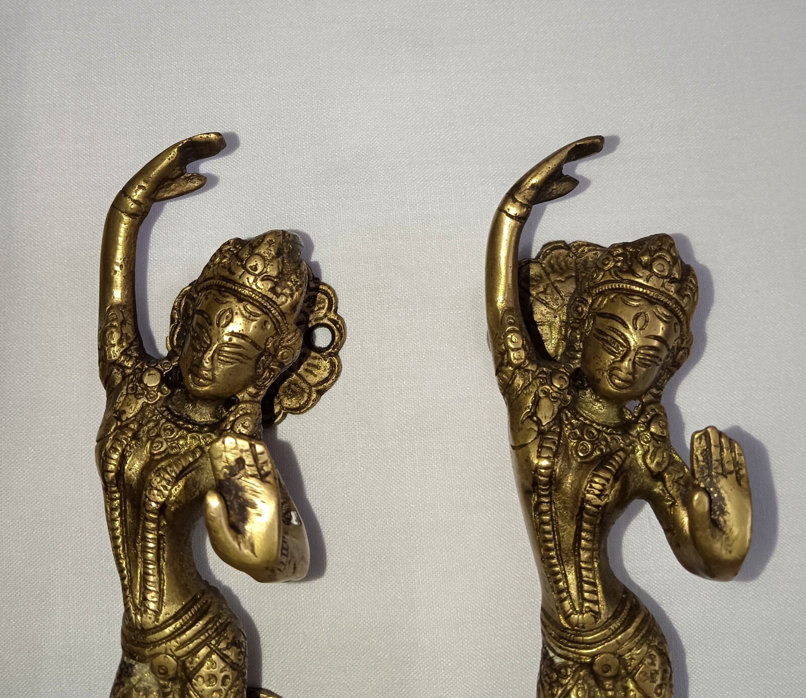 Dancing Lady Pose Door Handle Pair Brass Nritya Girl Interior Door Pull CA476
