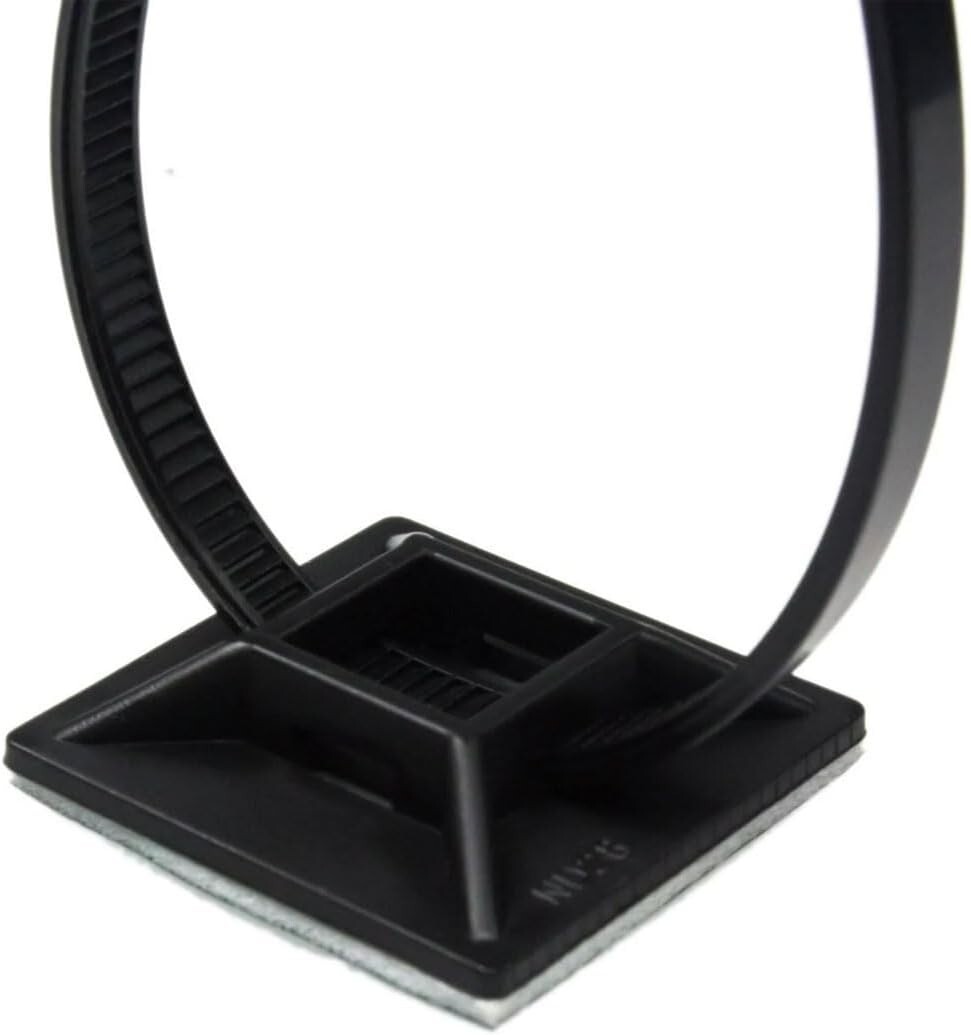 1" Self Adhesive Cable Zip Tie Mounts with 7" Zip Ties each 100pcs Organizing