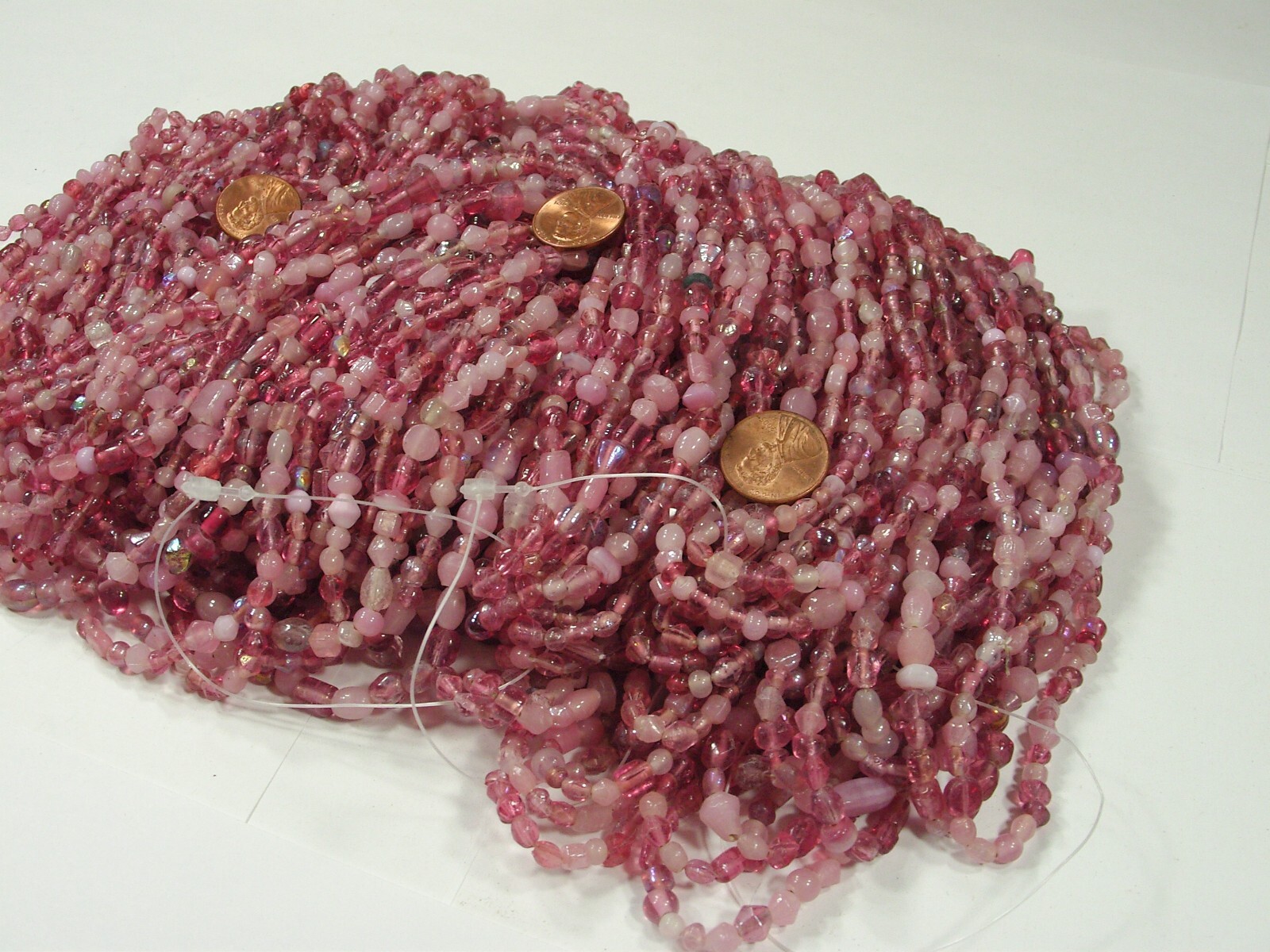 2 Pounds Pink Color India Handmade Glass Spacer Beads Bulk Lot (QKP-1)