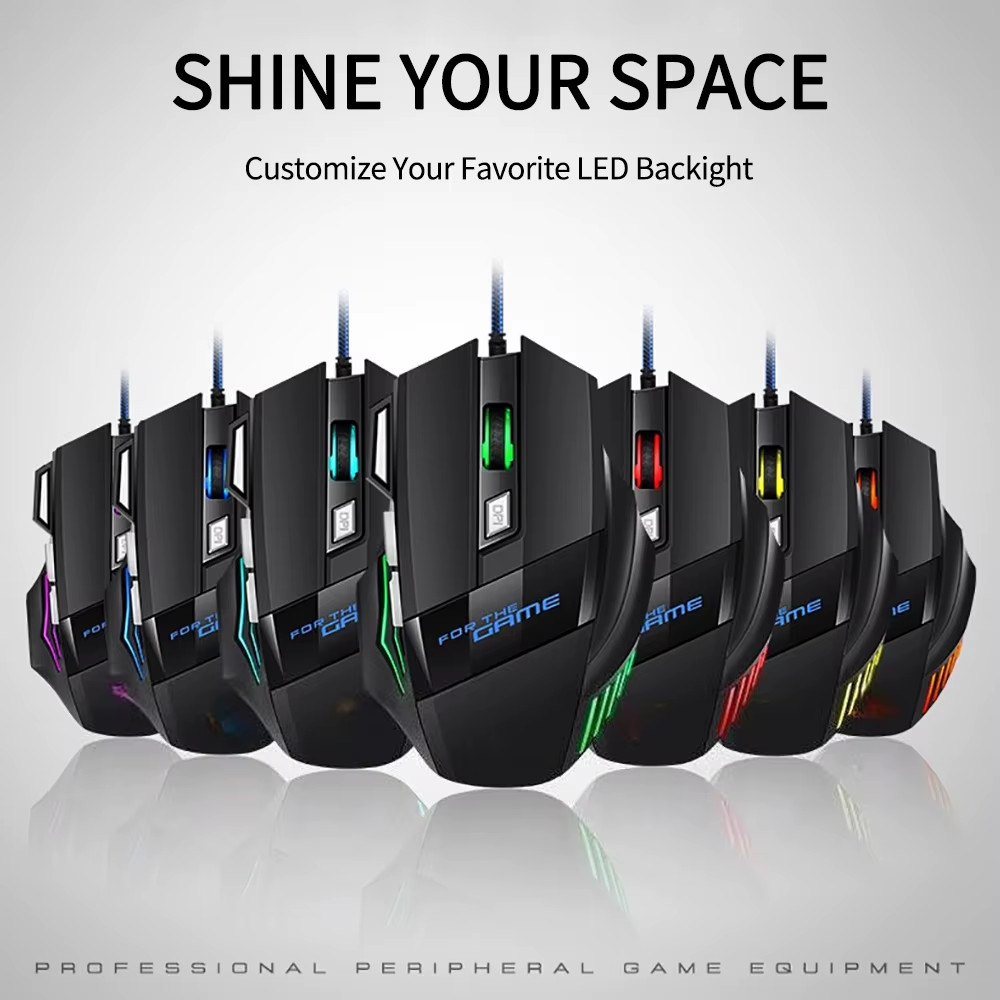 Gaming Mouse 7 Button USB Wired LED Breathing Fire Button Max 5500DPI Laptop PC