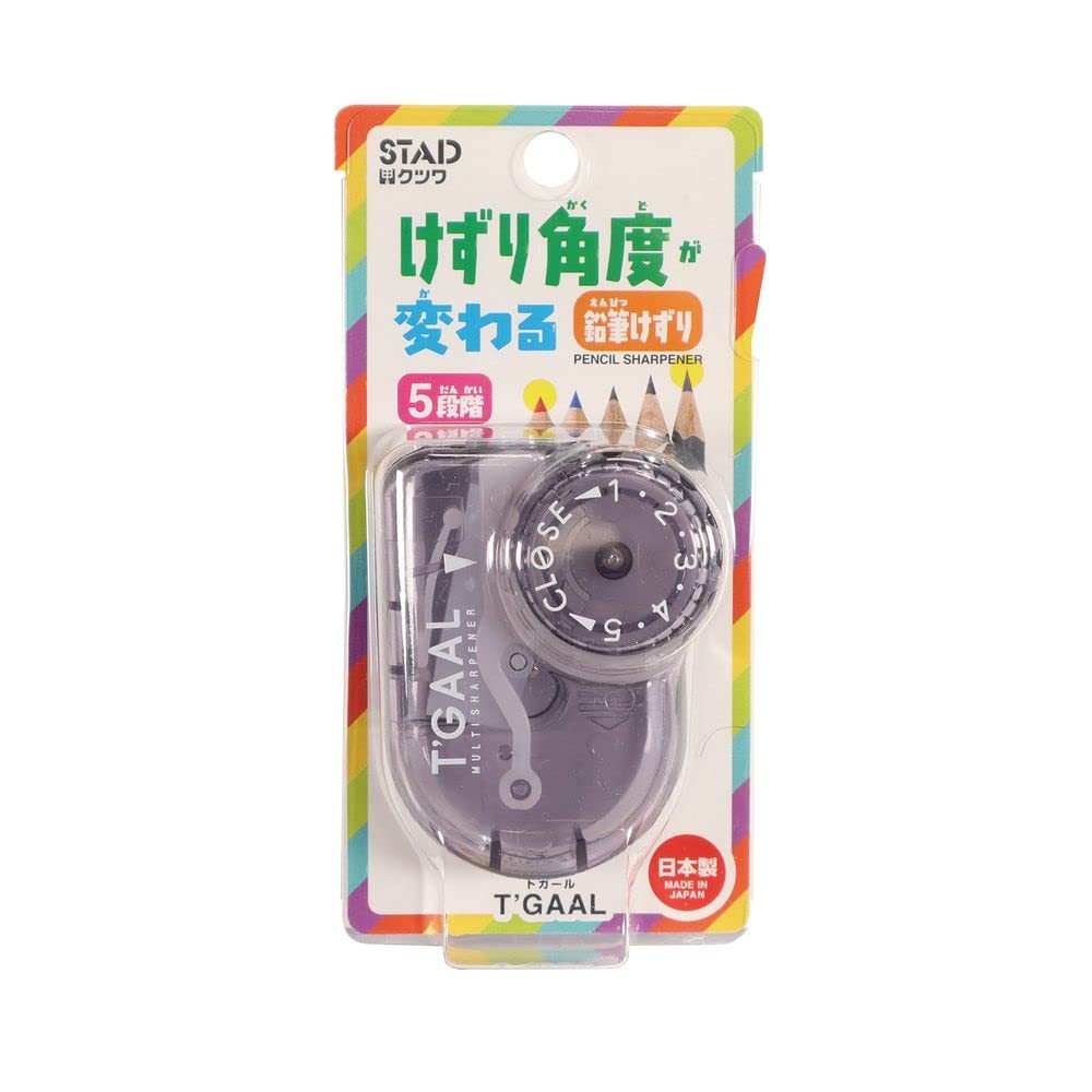 KUTSUWA STAD T'GAAL Angle Adjustable Pencil Sharpener, Translucent Black