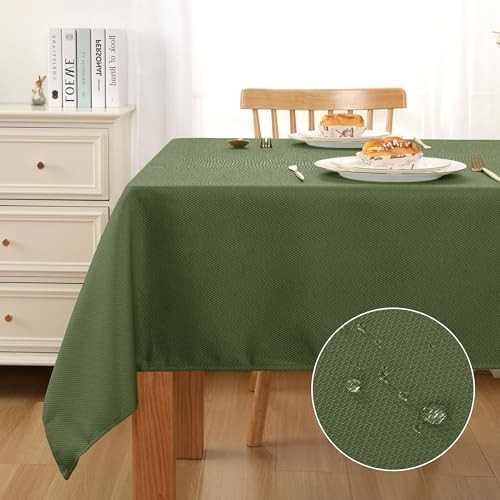 Rectangle Textured Tablecloth Waterproof 60" x 84" (Rectangular) Olive Green