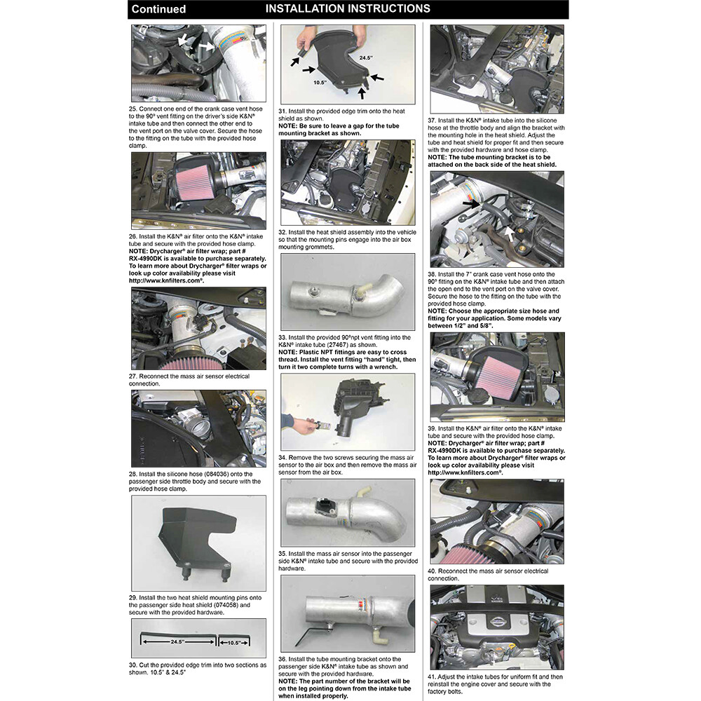 K&N 69-7078TS Performance Cold Air Intake for 2009-2020 370Z / 08-13 G37 3.7L V6