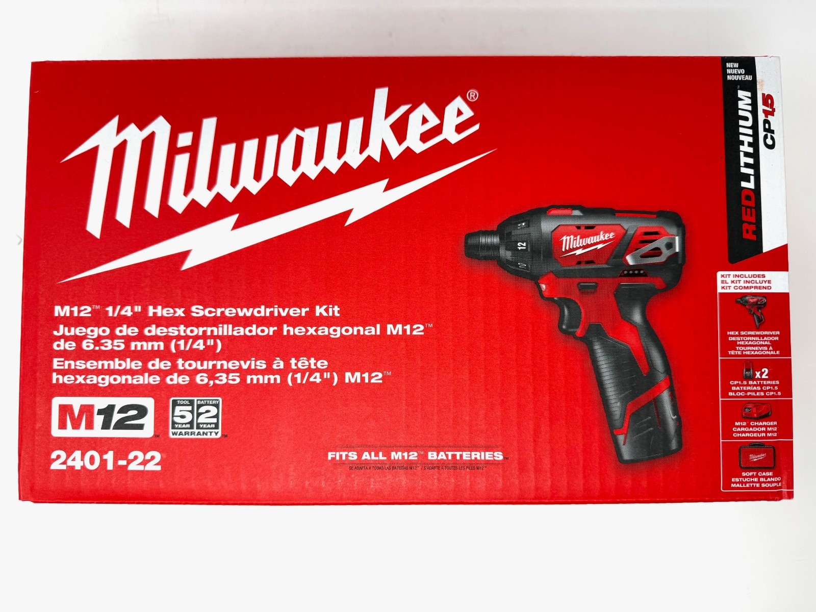 M12 12V Lithium-Ion Cordless 1/4 in. Hex Screwdriver Kit with two Battery
