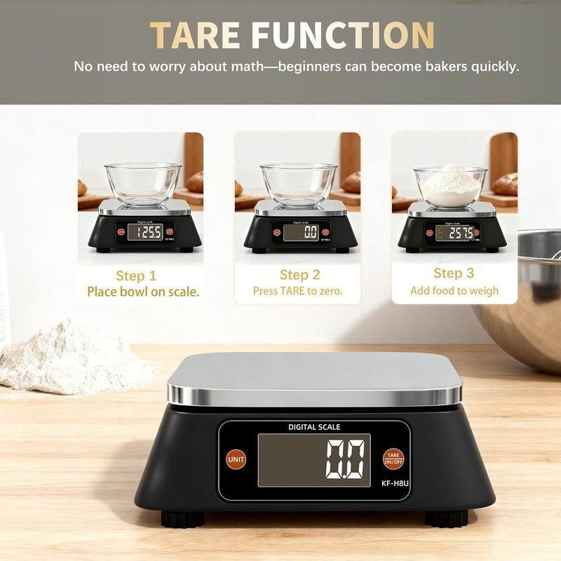 Digital Kitchen Scale High Precision Tare Function Stainless Steel Platform 10kg