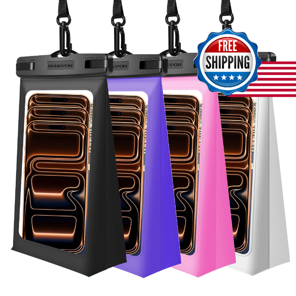 newppon 4-Pack Floating Waterproof Phone Pouch - Universal Large Float Case