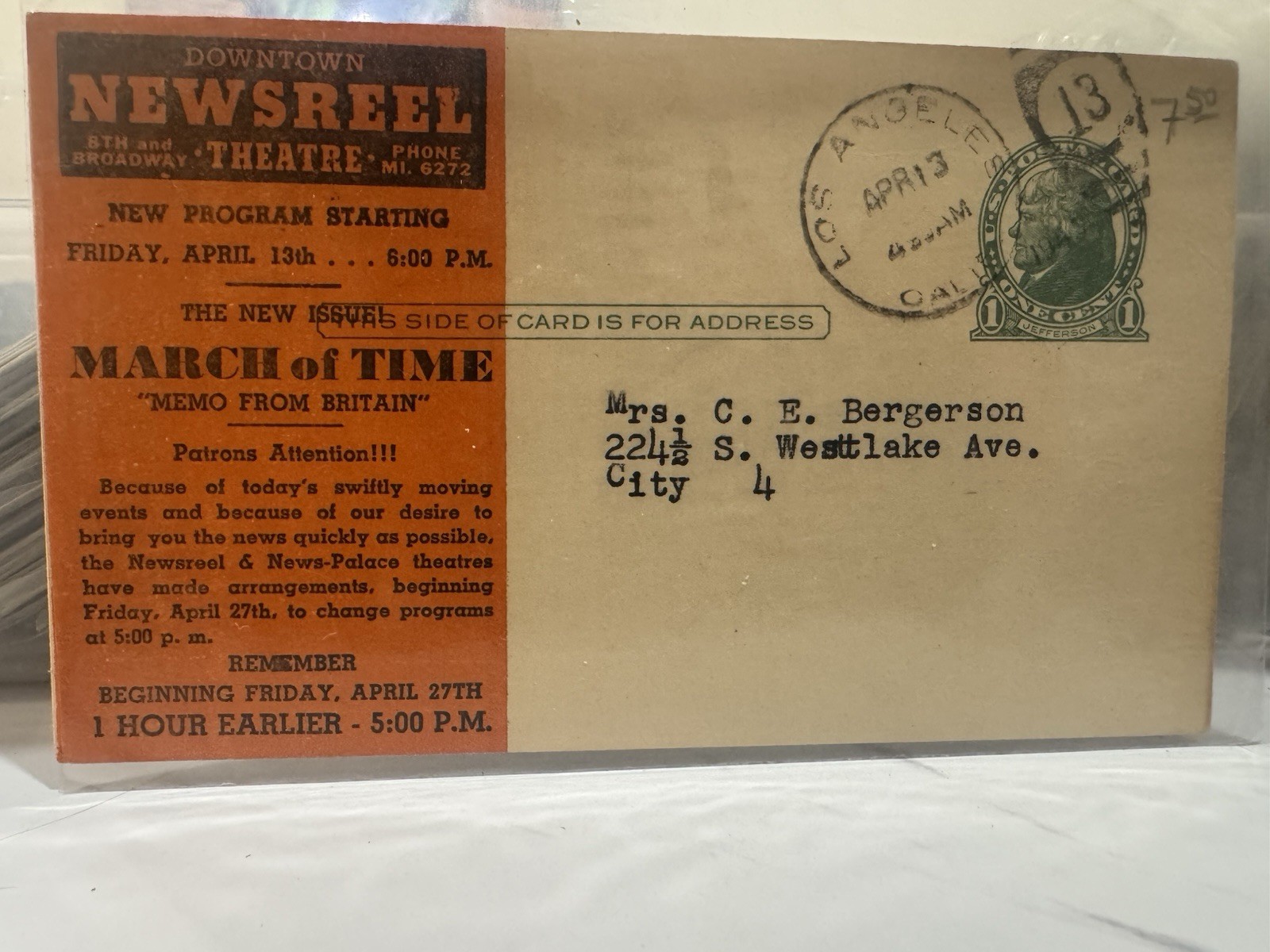 1945 Newsreel Theatre WWII Program Invasion of Okinawa Los Angeles Card 6