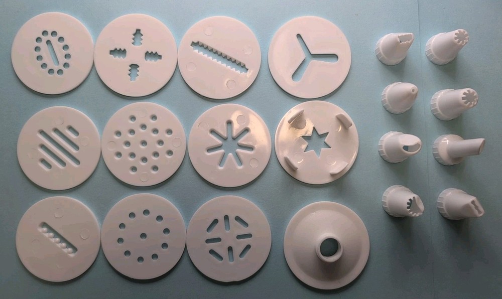 Cuisinart Manual Cookie Press Complete Accessories Bundle - 12 Discs, 8 Tips