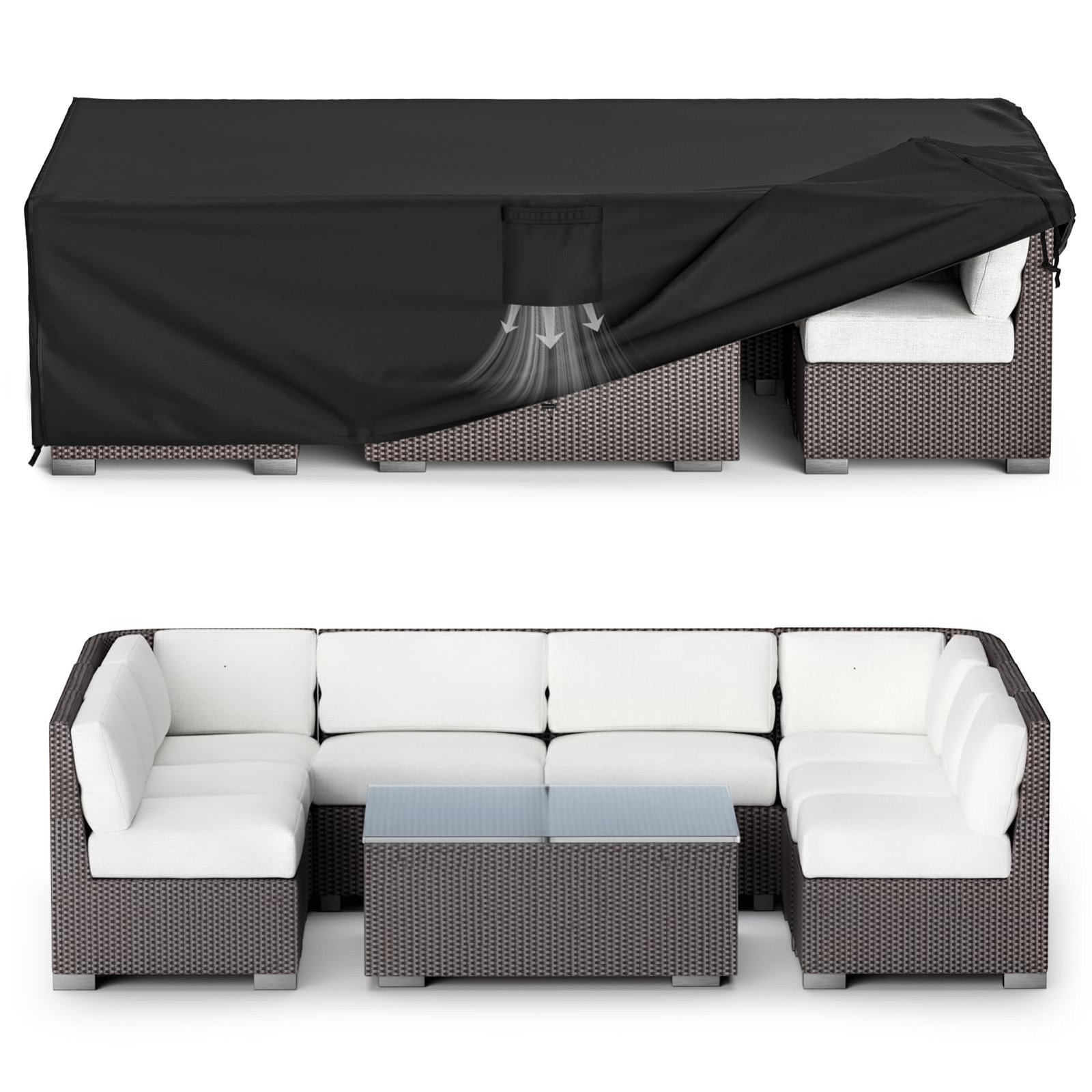 Patio Furniture Cover Outdoor Sectional Sofa Set Cover Heavy Duty 108"x82"x28"
