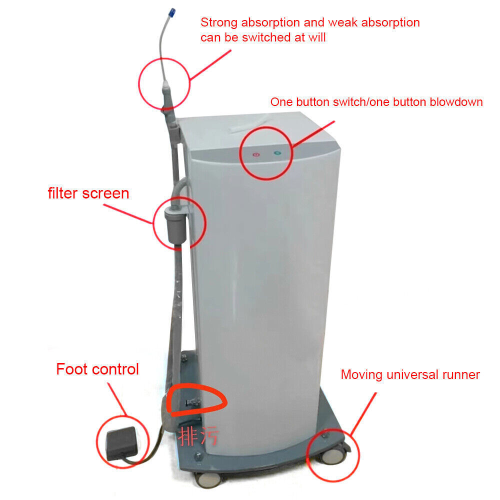 280W Portable Mobile Dental Suction System Saliva Ejector Suction Unit Machine