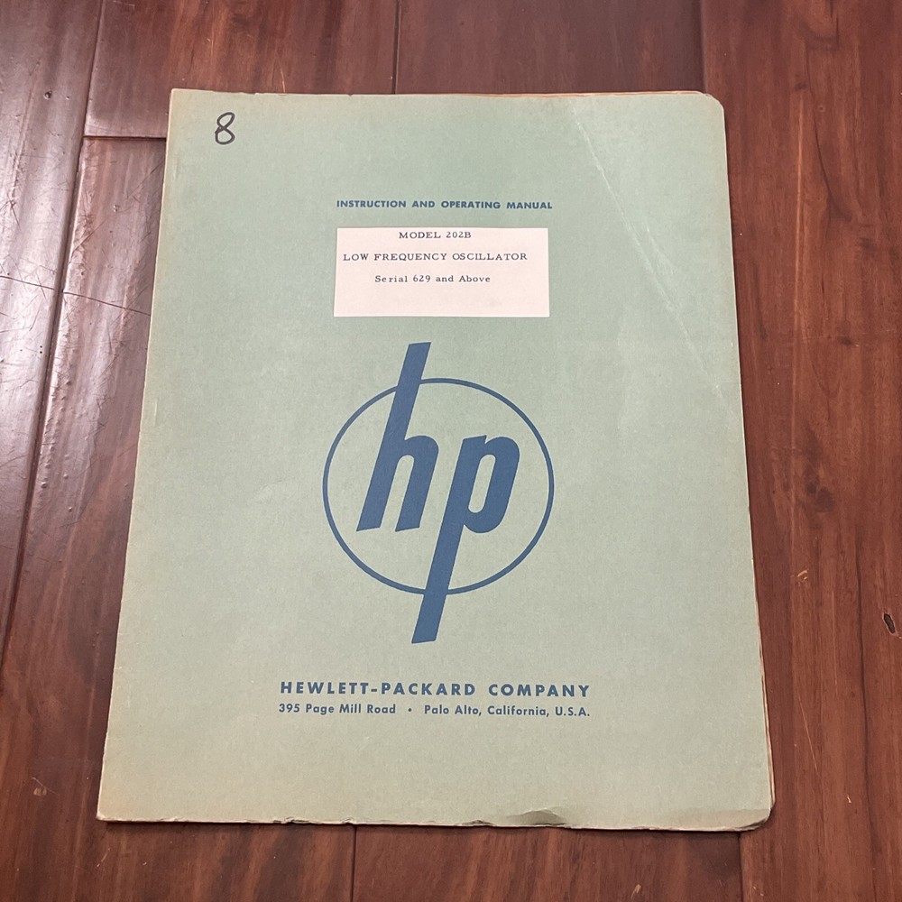 HP 202B Low Frequency Oscillator Instruction & Operating Manual