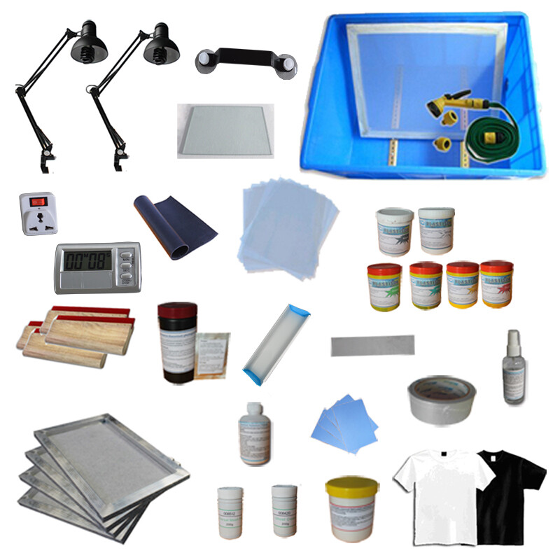 4 Color 4 Station Full Set Screen Printing Kit Screen Printer & Materials Kit