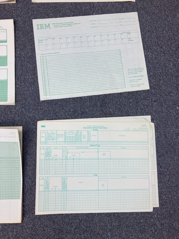 20 IBM S/36 AS/400 RPG OTHER Specifications Sheets Paper Pads Cards Coding Forms