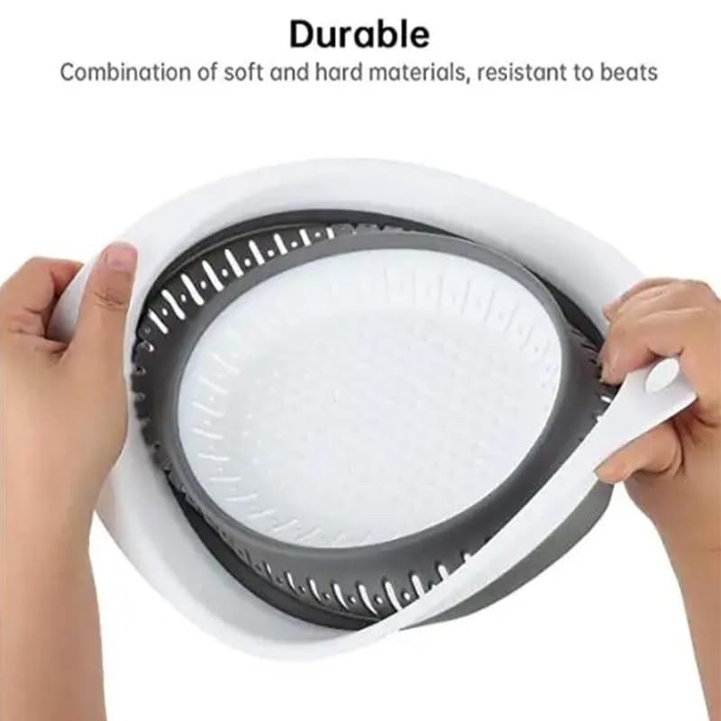 2 PCS Collapsible Colander Set Square Round Silicone Kitchen Strainer 12x9.5