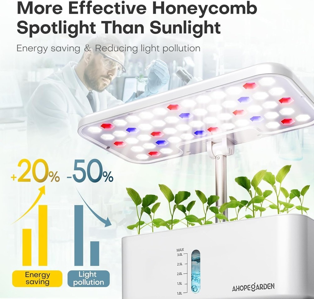 Family-Friendly Hydroponic Growing System - 10 Pods with Adjustable Light Module