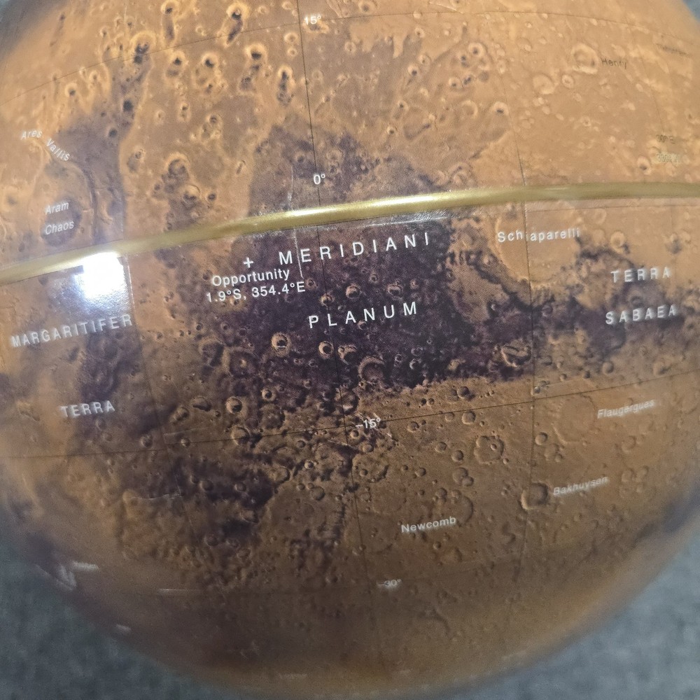 Mars Globe Planet Model Educational Astronomy Globe w Stand Space Decor 12" EUC