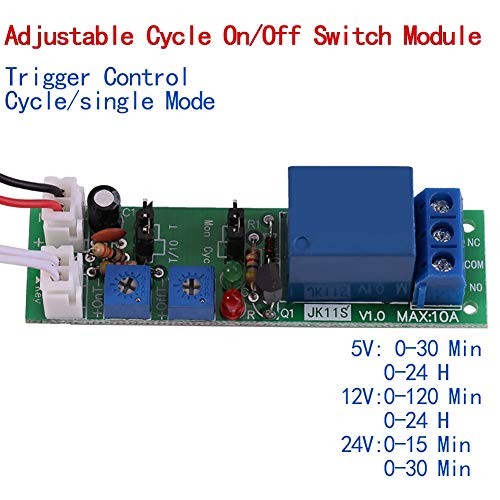 DC 5V 12V 24V Adjustable Cycle Trigger Delay Timing Timer Relay On/Off...